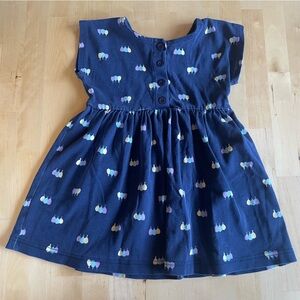 Hannah Andersson Cotton Girl's Dress - Navy w/ Tulip Print - 4